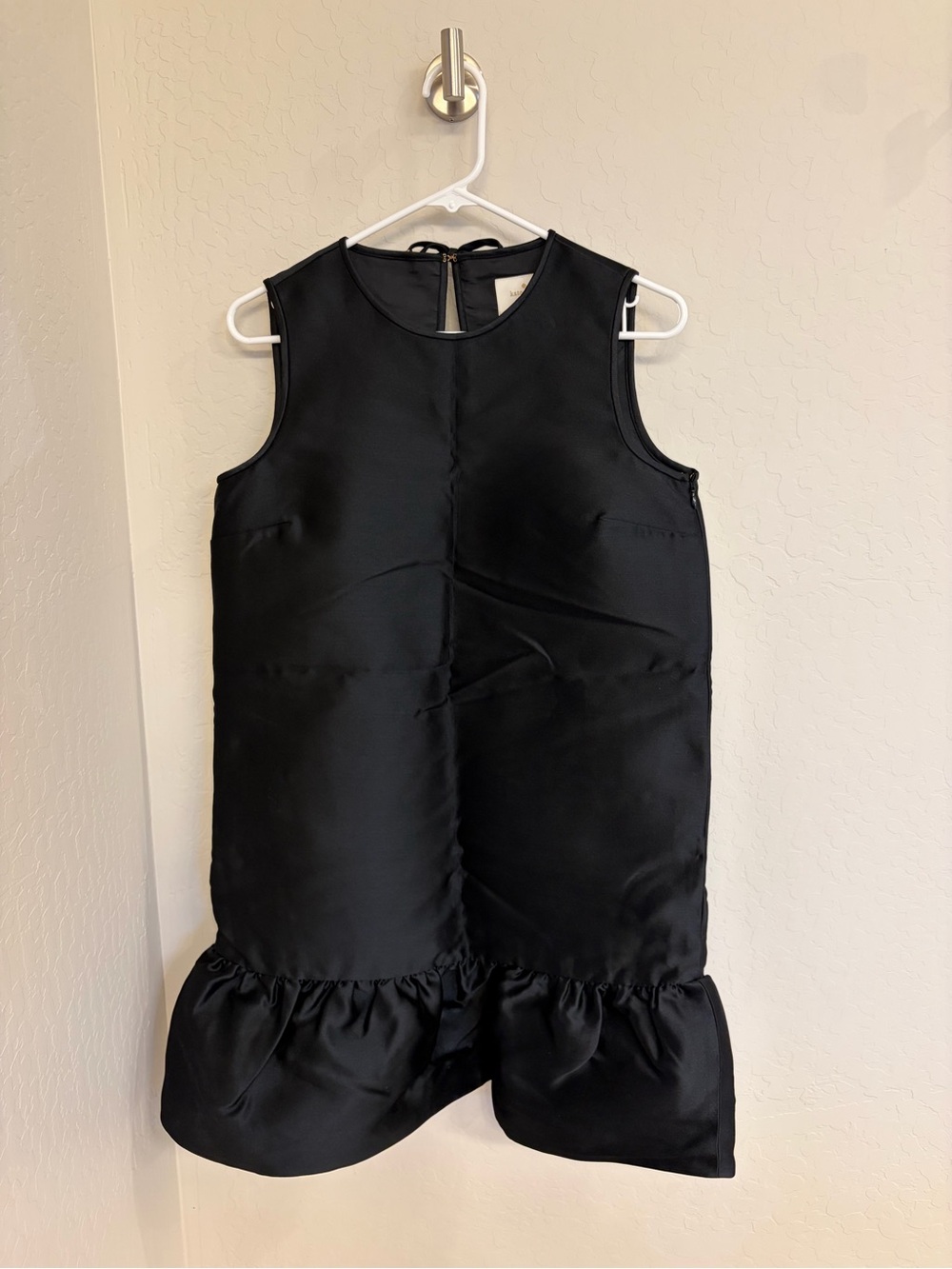 kate spade Black Sleeveless Ruffle-Hem Shift Dress